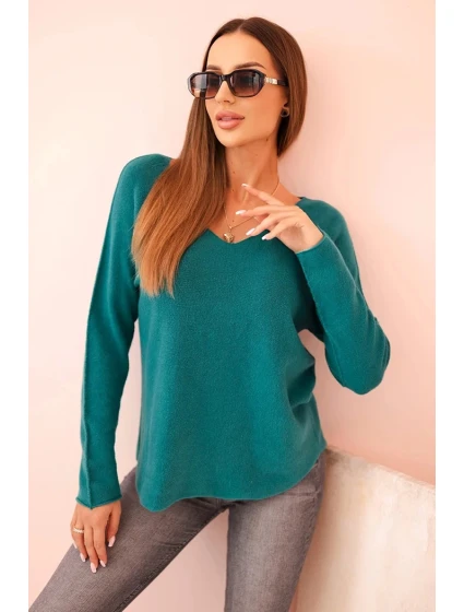 Svetr dámský s viskózou s výstřihem do V světle model 21310154 - K-Fashion Svetr dámský s viskózou s výstřihem do V světle model 21310154 - K-Fashion