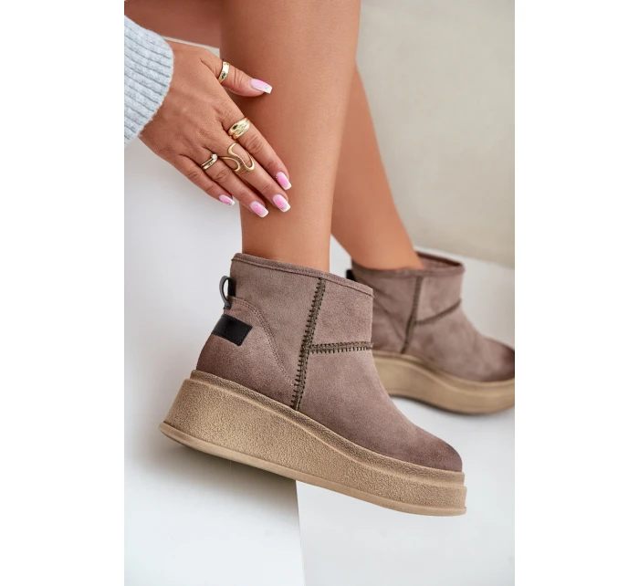 Kožené Semišové Sněhule Na Platformě A Klínu Hnědé Maciejka 06769-02 Tmavě hnědé Kožené Semišové Sněhule Na Platformě A Klínu Hnědé Maciejka 06769-02 Tmavě hnědé