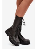 Kožené zimní kozačky s Černé model 21712089 - Artiker Kožené zimní kozačky s Černé model 21712089 - Artiker