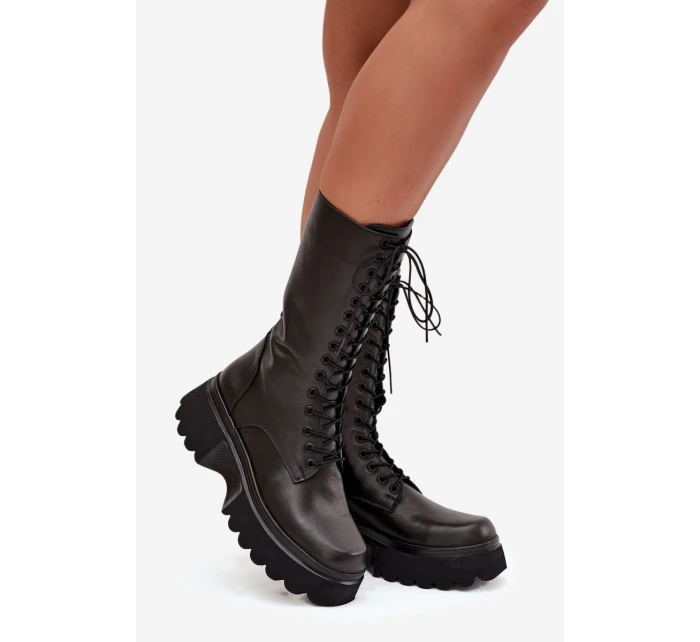 Kožené zimní kozačky s Černé model 21712089 - Artiker Kožené zimní kozačky s Černé model 21712089 - Artiker