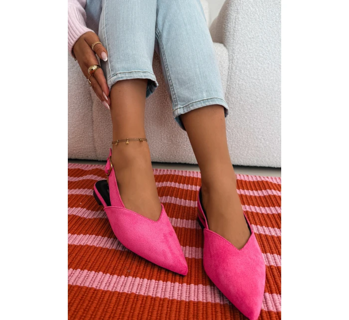 Baleríny s Zlatým Přezkou Eco Semišové Růžové model 21937565 - Boto