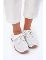 Dámské kožené polobotky s připínacím doplňkem Artiker – bílé