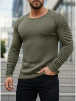 Pánský khaki svetr přes hlavu WX1606 Pánský khaki svetr přes hlavu WX1606