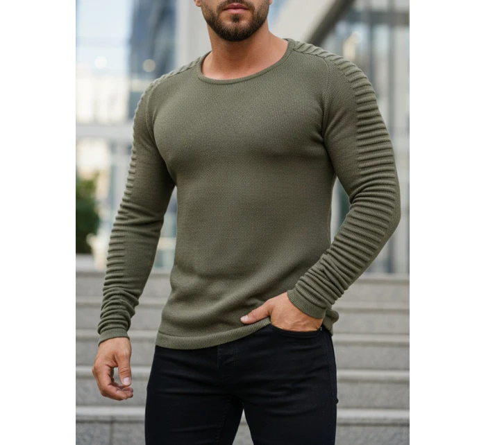 Pánský khaki svetr přes hlavu WX1606 Pánský khaki svetr přes hlavu WX1606