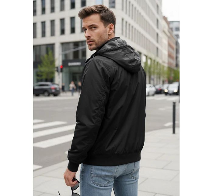 Pánská přechodná bunda oboustranná černá FashionStreet TX5135