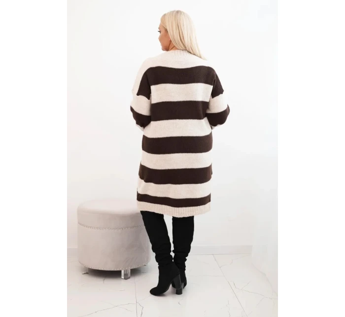 Dámská pletená sukénka Plus Size v pruhy camelová