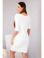 Dámské bavlněné šaty s 3/4 rukávem a kapsami bílá Dámské bavlněné šaty s 3/4 rukávem a kapsami bílá