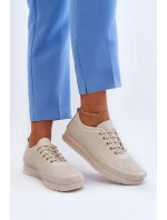 Kožené Sportovní Dámské Tenisky Beige Lalnai Kožené Sportovní Dámské Tenisky Beige Lalnai
