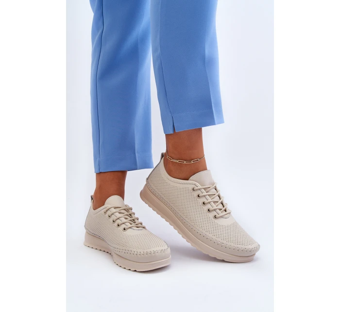 Kožené Sportovní Dámské Tenisky Beige Lalnai Kožené Sportovní Dámské Tenisky Beige Lalnai