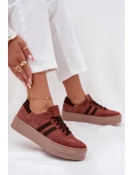 Dámské semišové tenisky na platformě Zazoo N1068S2 Hnědé