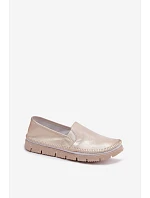 Dámské polobotky nazouvací kožené zlaté model 22122600 - Maciejka