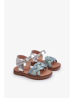 Dětské sandály se zapínáním na suchý zip a propletené pásky Blue Dianttha