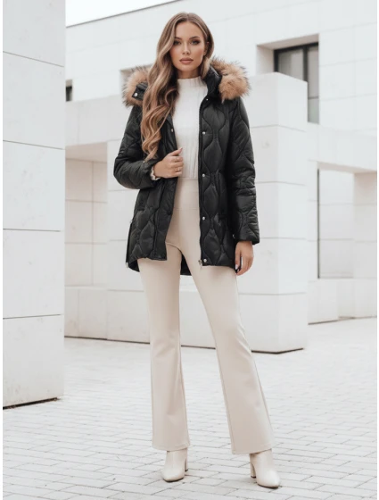 Dámská zimní bunda LUMORE prošívaná bunda s kapucí černá FashionStreet TY5015 Dámská zimní bunda LUMORE prošívaná bunda s kapucí černá FashionStreet TY5015