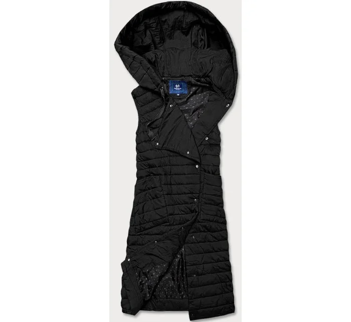 Dlouhá černá dámská prošívaná vesta (JIN219) Dlouhá černá dámská prošívaná vesta (JIN219)