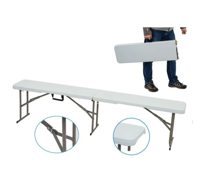 CATERINGOVÁ LAVICE SKLÁDACÍ 183X28X43CM BÍLÁ