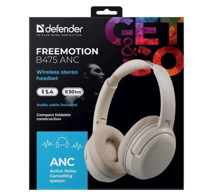 DEFENDER BLUETOOTH SLUCHÁTKA DO UŠÍ FREEMOTION B475 ANC BEIGE 63475