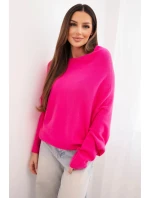 Svetr dámský viskózový asymetrický typu netopýr fuchsie