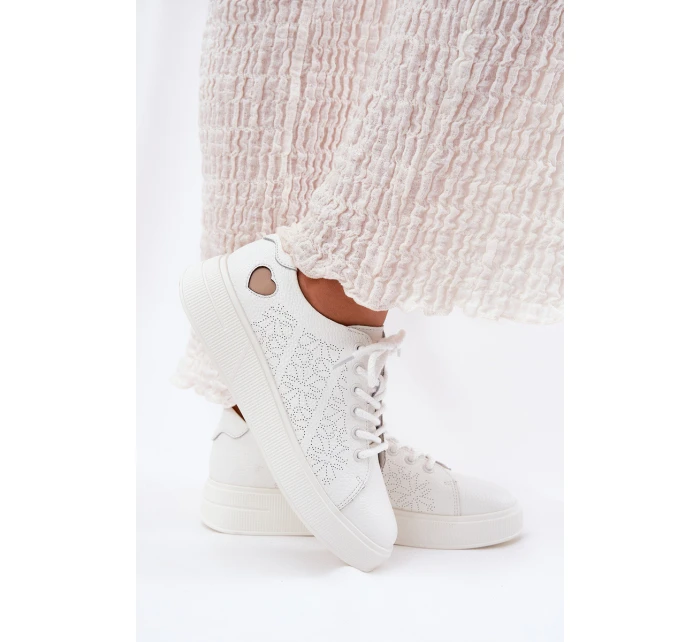 Dámské Kožené Tenisky Na Platformě Vinceza 88018 Bílé