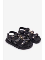 Dívčí sandály se zlatým detailem černé Lunessa