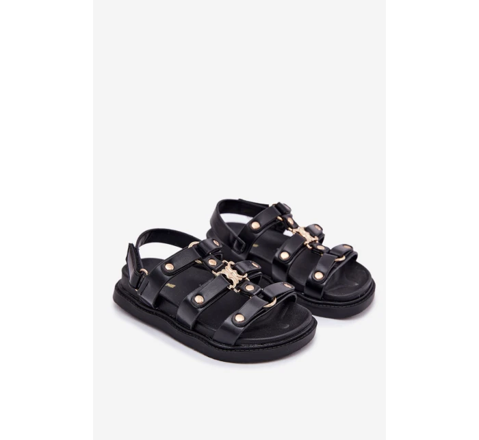 Dívčí sandály se zlatým detailem černé Lunessa