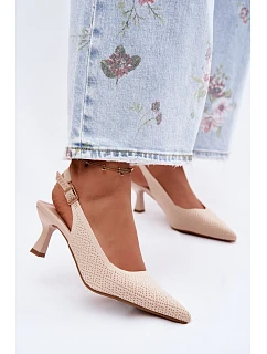 Textilní Sandály Na Podpatku Béžové model 22122551 - Boto