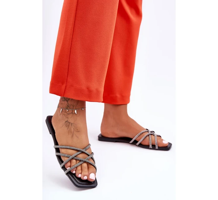 Dámské Šněrovací Sandály S Proužky A Džety Černé Leomi Dámské Šněrovací Sandály S Proužky A Džety Černé Leomi