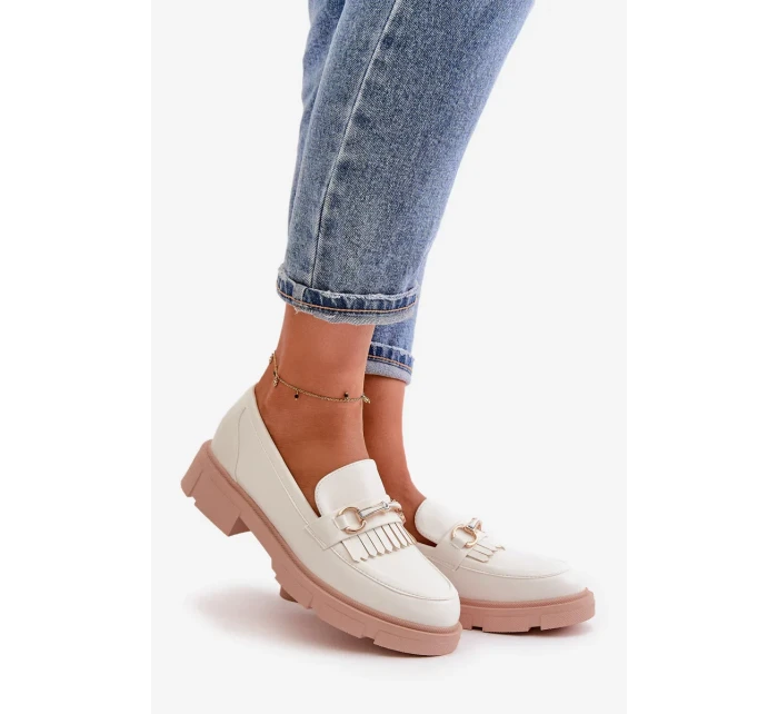 Dámské Mokasíny S Ozdobou Eko Kožené Bílé Tialorae Dámské Mokasíny S Ozdobou Eko Kožené Bílé Tialorae