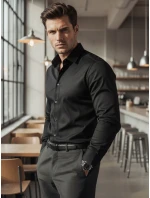Pánská elegantní hladká černá košile SLIM FIT FashionStreet DX2599