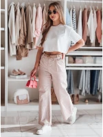 Dámské kalhoty s širokými nohavicemi MOBISKA růžová FashionStreet UY2620