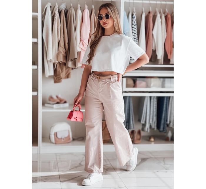 Dámské kalhoty s širokými nohavicemi MOBISKA růžová FashionStreet UY2620