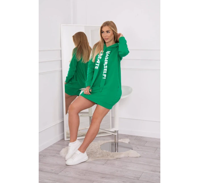 Oversize zelené šaty s kapucí Oversize zelené šaty s kapucí