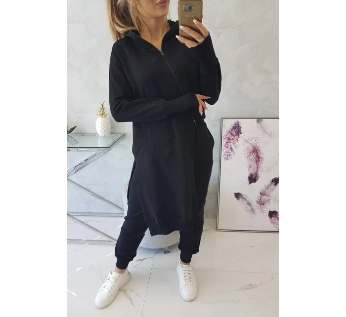 Souprava mikiny s delší stranou černá