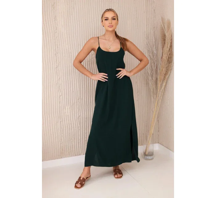 Dlouhé šaty bez ramínek tmavě zelená
