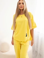 Bavlněný komplet halenka + kalhoty žlutý