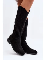 model 21646749 Dámské Černé Krajkové Kozačky - S.Barski