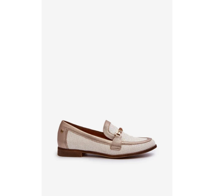 Kožené mokasíny s ozdobou Zlaté Maciejka 06442-25 Zlaté