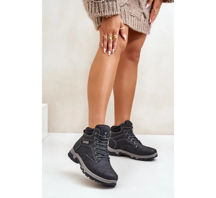 Pánské Zateplené Trekingové Boty Z Eko Kůže Modré model 21670126 - EVENTO Pánské Zateplené Trekingové Boty Z Eko Kůže Modré model 21670126 - EVENTO