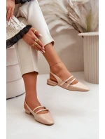 Lakované Baletky S Pásky Na Nízkém Podpatku Béžové model 21670510 - Boto Lakované Baletky S Pásky Na Nízkém Podpatku Béžové model 21670510 - Boto