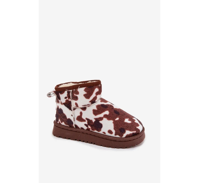 Dětské zimní boty pro mládež s teplou podšívkou s flísky bílo-hnědé Mireya