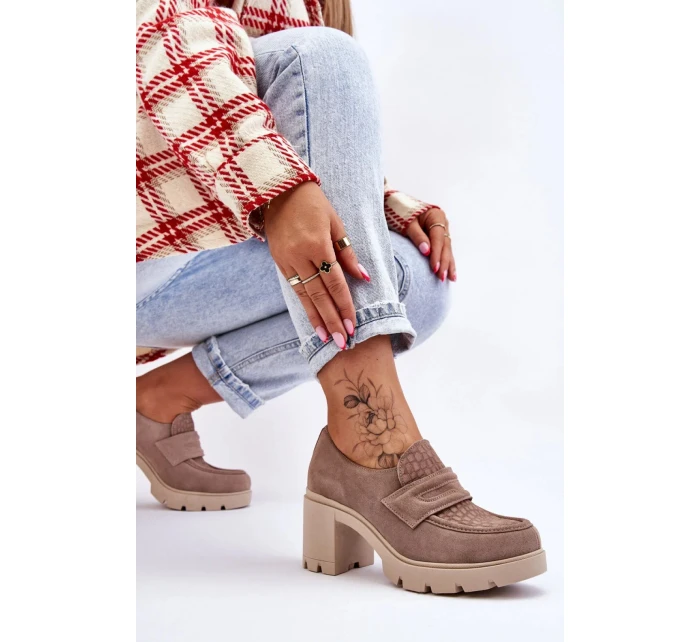 Polobotky na podpatku 20125 béžové  - Step in style