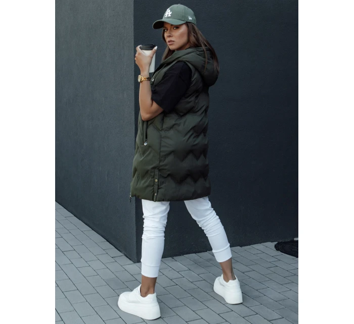 Dámská prošívaná vesta s kapucí zelená Dstreet model 21979838 - FashionStreet