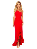 Dlouhé červené dámské šaty ve stylu přes jedno rameno model 9049203 - numoco
