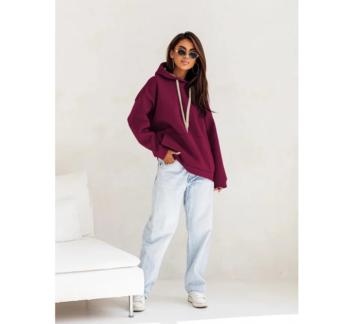 dámská klokaní mikina ve vínové bordó barvě model 21777408 - Moon