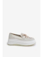 Kožené dámské mokasíny na platformě se zlatou ozdobou  model 21675562 - VINCEZA