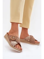 Dámské Klapky Na Platformě S Ozdobnou Přezkou Hnědé Inblu RV000012