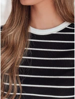 LINESS dámské pruhované basic tričko černé FashionStreet RY2817