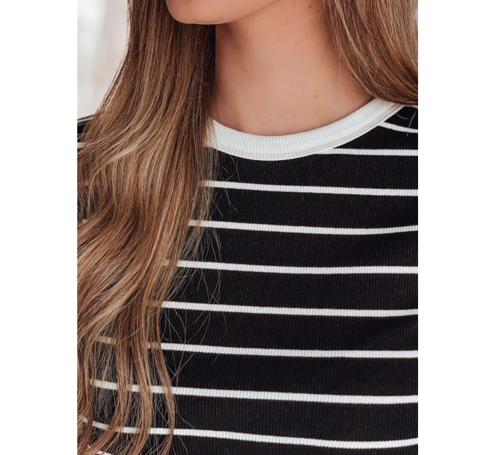 LINESS dámské pruhované basic tričko černé FashionStreet RY2817