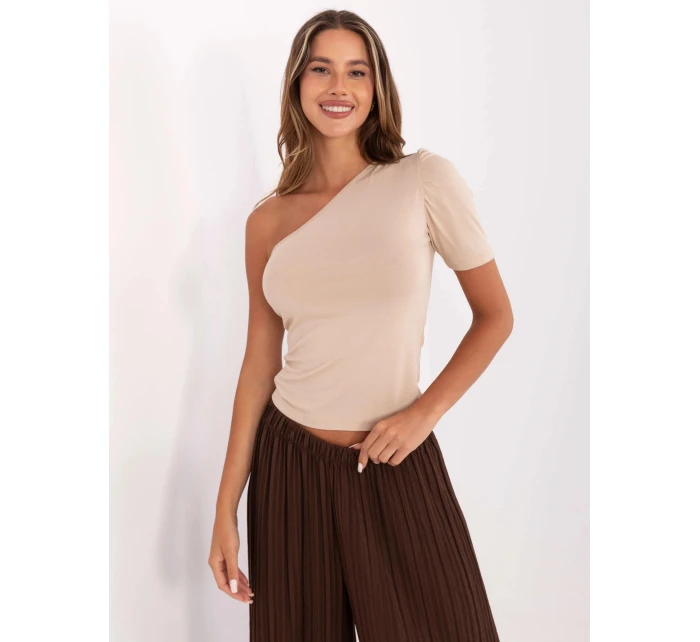 Béžové dámské tričko přes jedno rameno (190101) Béžové dámské tričko přes jedno rameno (190101)