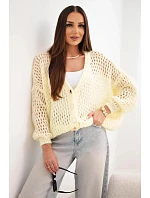 Dámský svetr oversize s knoflíky model 22293748 žlutý - K-Fashion