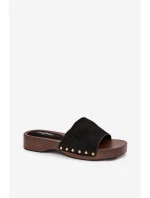 Dámské pantofle se zlatými sponami Černé Ferinna